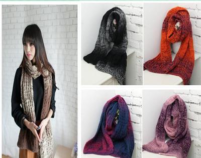 【韓國冬季宋茜同款針織粗毛線漸變色圍巾情侶圍脖 SC164】價(jià)格_廠家_圖片